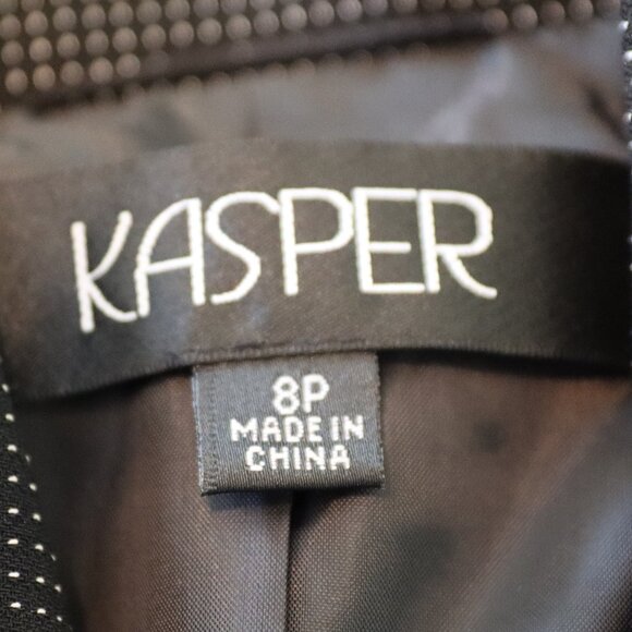 Kasper Black and white dotted two piece suit 8 petite Jacket and Midi Skirt - Picture 3 of 16